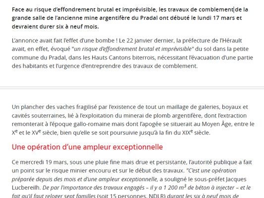 les travaux pour sécuriser l’anciennemine du Pradal
